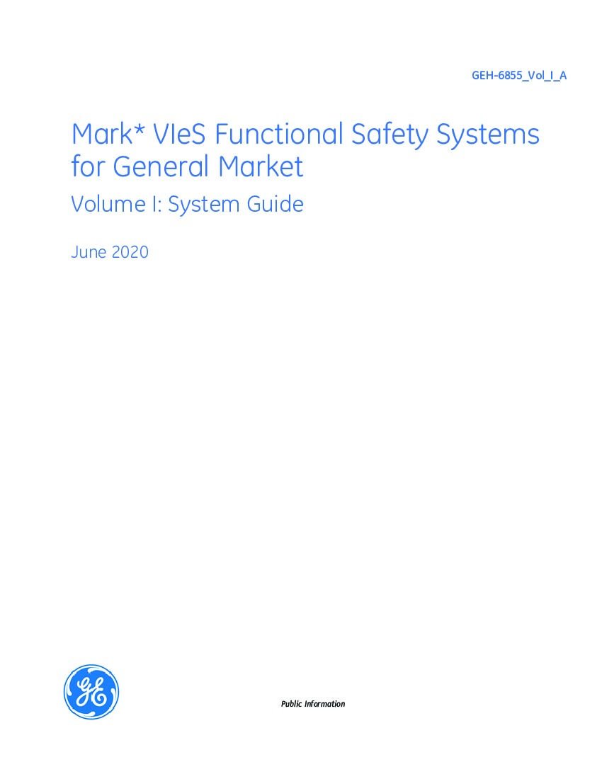 First Page Image of GEH-6855_Vol_I IS420ESWBH2A Mark VIeS Functional Safety Systems Vol I System Guide Manual.pdf